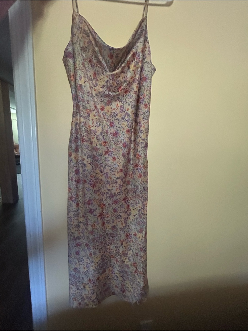 Floral Slip Midi Dress in Cream, yellow and Pink